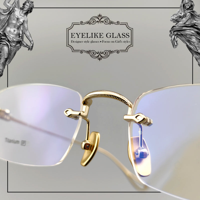 Gothic-Style Rimless Pure Titanium Glasses | Unisex Chrome Hearts-Inspired Frames - EO-637