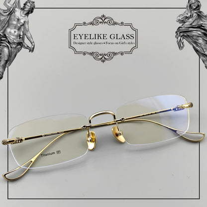 Gothic-Style Rimless Pure Titanium Glasses | Unisex Chrome Hearts-Inspired Frames - EO-637