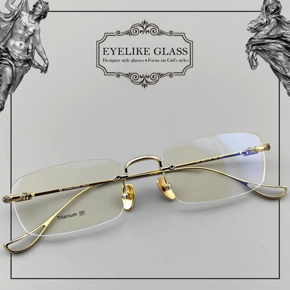 Gothic - Style Rimless Pure Titanium Glasses | Unisex Chrome Hearts - Inspired Frames - EO - 637 - HP eyeglasses