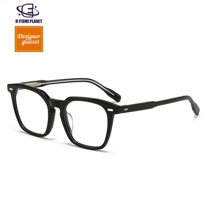 Handcrafted Retro Square Glasses | Artistic Acetate Frame with Rivet Detailing | High Prescription & Blue Light Compatible - HP eyeglasses