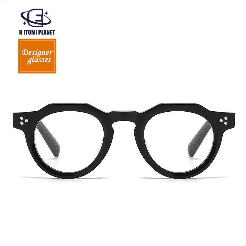 Japanese 8.0mm Thick Acetate Eyeglass Frame | Polygonal Handmade Unisex Glasses for High Prescription - HP eyeglasses