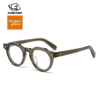 Japanese 8.0mm Thick Acetate Eyeglass Frame | Polygonal Handmade Unisex Glasses for High Prescription - HP eyeglasses