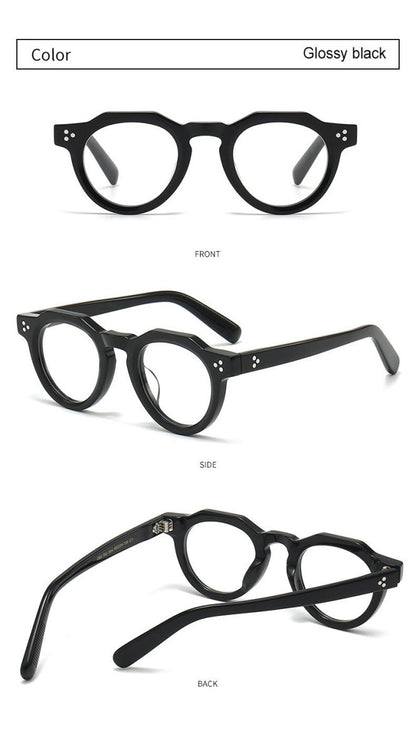 Japanese 8.0mm Thick Acetate Eyeglass Frame | Polygonal Handmade Unisex Glasses for High Prescription - HP eyeglasses