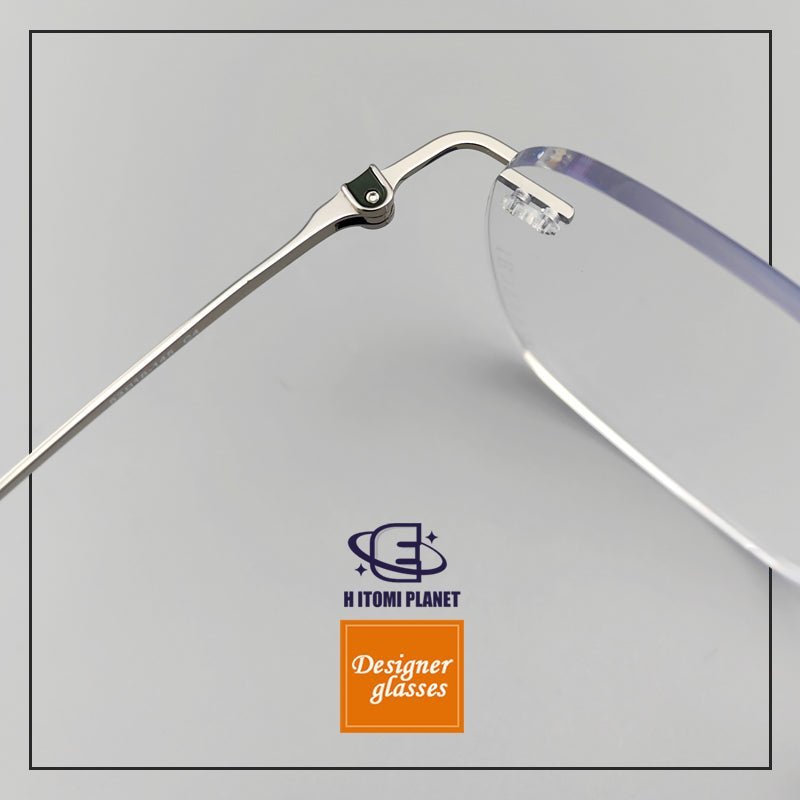 Japanese - Style Women’s Rimless Titanium Glasses | Floral Engraved Temples - EO - 6415 - HP eyeglasses