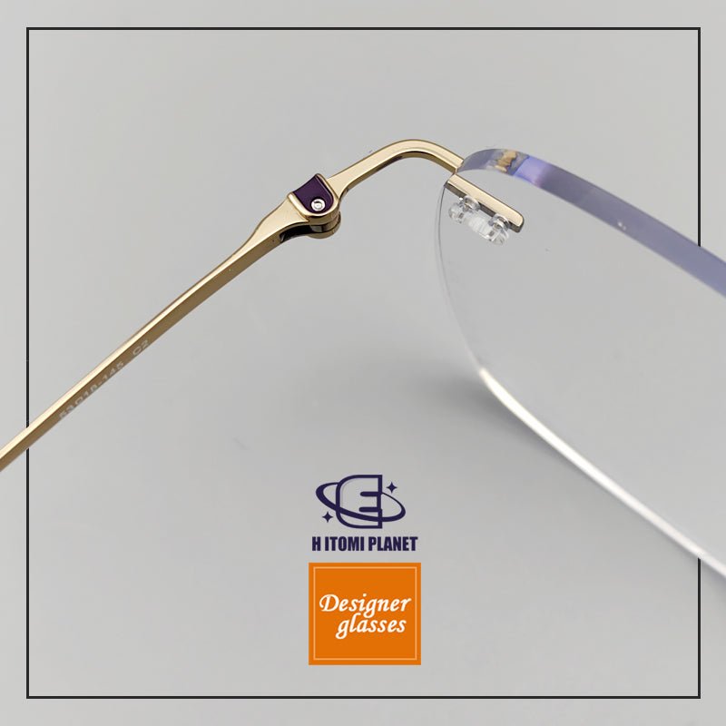 Japanese - Style Women’s Rimless Titanium Glasses | Floral Engraved Temples - EO - 6415 - HP eyeglasses