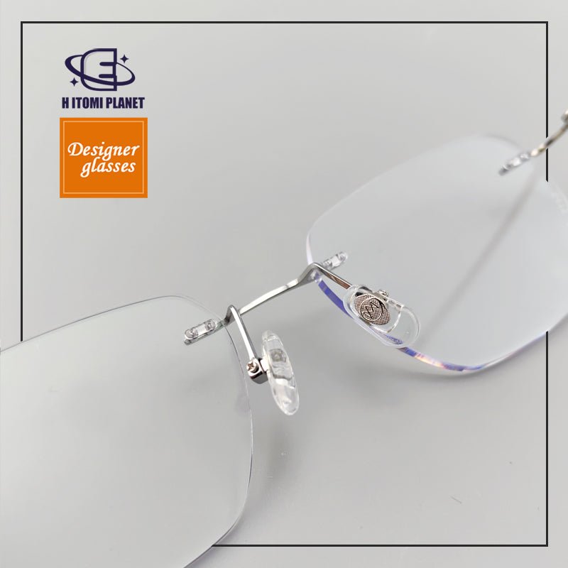 Japanese - Style Women’s Rimless Titanium Glasses | Floral Engraved Temples - EO - 6415 - HP eyeglasses