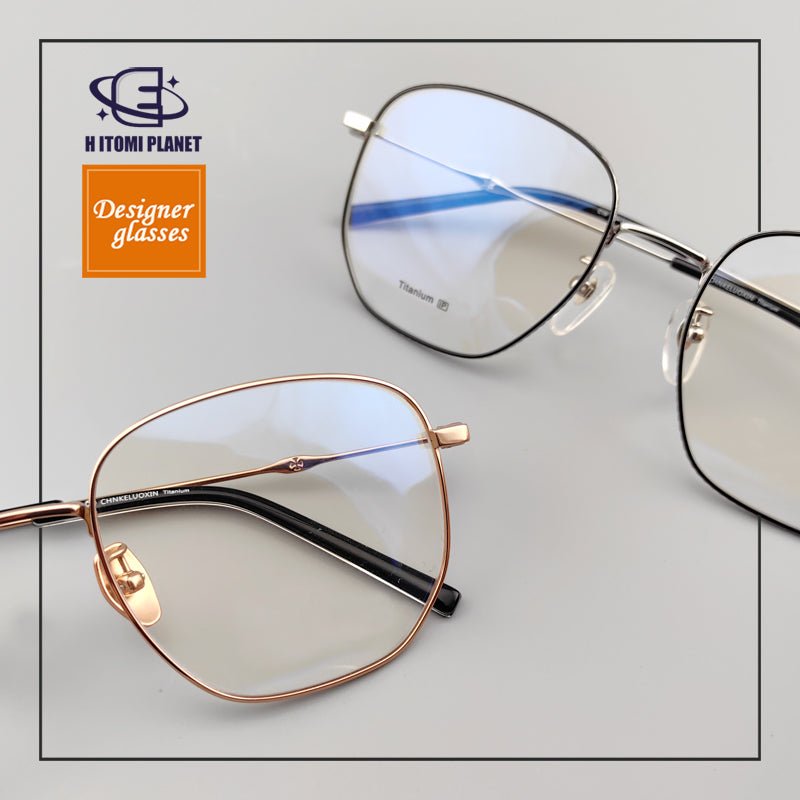 Large Rectangular Full - Frame Glasses | Pure Titanium Frame & Fashionable Retro Look - EO - 579 - HP eyeglasses