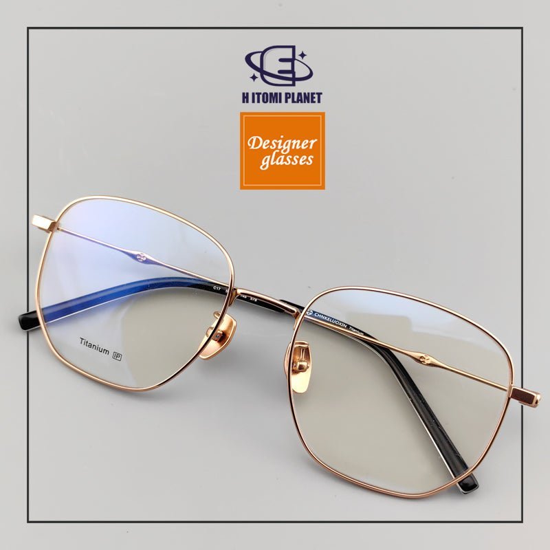 Large Rectangular Full - Frame Glasses | Pure Titanium Frame & Fashionable Retro Look - EO - 579 - HP eyeglasses