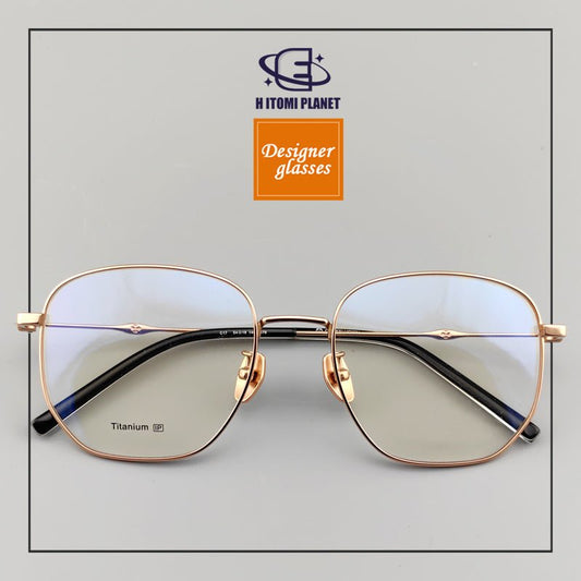 Large Rectangular Full - Frame Glasses | Pure Titanium Frame & Fashionable Retro Look - EO - 579 - HP eyeglasses