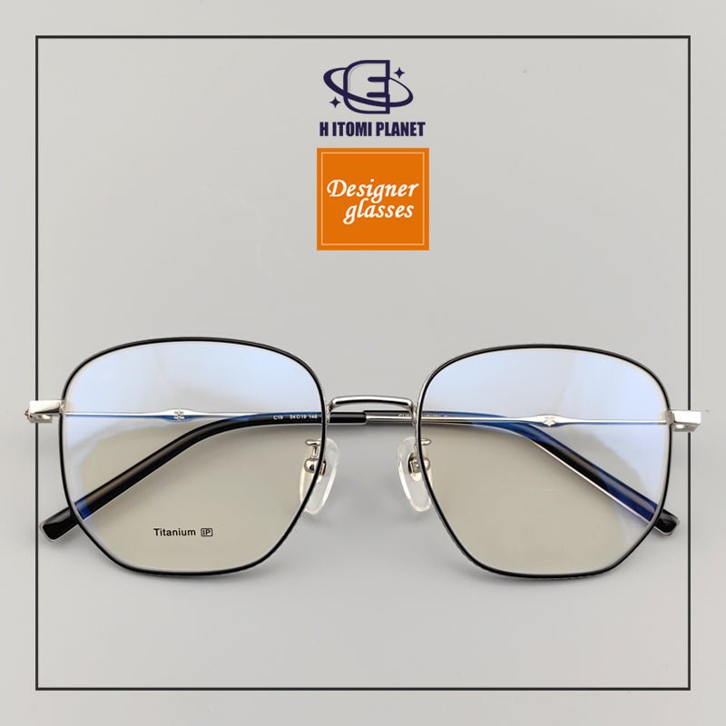 Large Rectangular Full - Frame Glasses | Pure Titanium Frame & Fashionable Retro Look - EO - 579 - HP eyeglasses