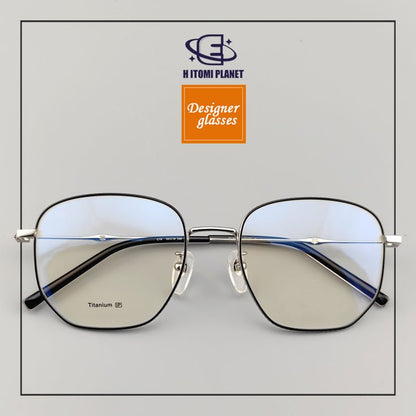 Large Rectangular Full - Frame Glasses | Pure Titanium Frame & Fashionable Retro Look - EO - 579 - HP eyeglasses