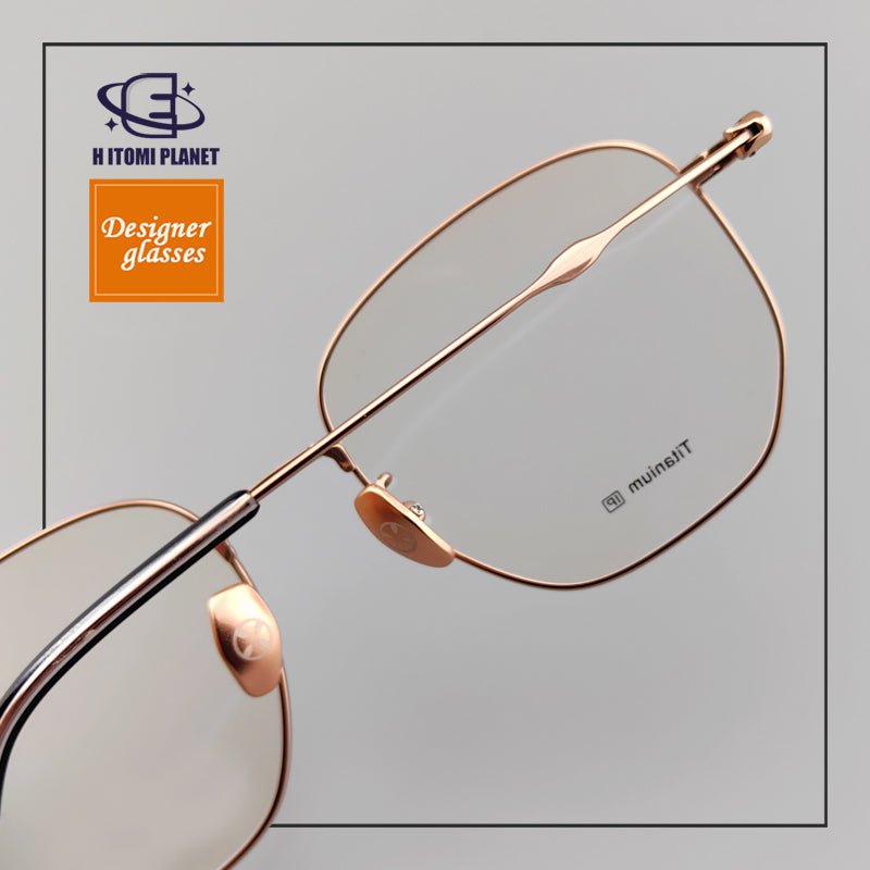 Large Rectangular Full - Frame Glasses | Pure Titanium Frame & Fashionable Retro Look - EO - 579 - HP eyeglasses