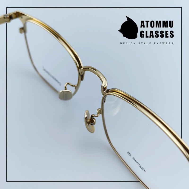 Premium Browline Titanium Eyeglasses: Browline Design with Accordion - style Temple Arms - EO - 622 - HP eyeglasses