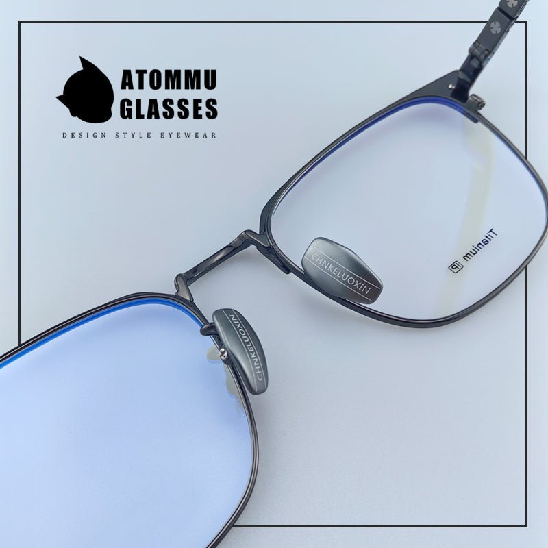 Premium Browline Titanium Eyeglasses: Browline Design with Accordion - style Temple Arms - EO - 622 - HP eyeglasses