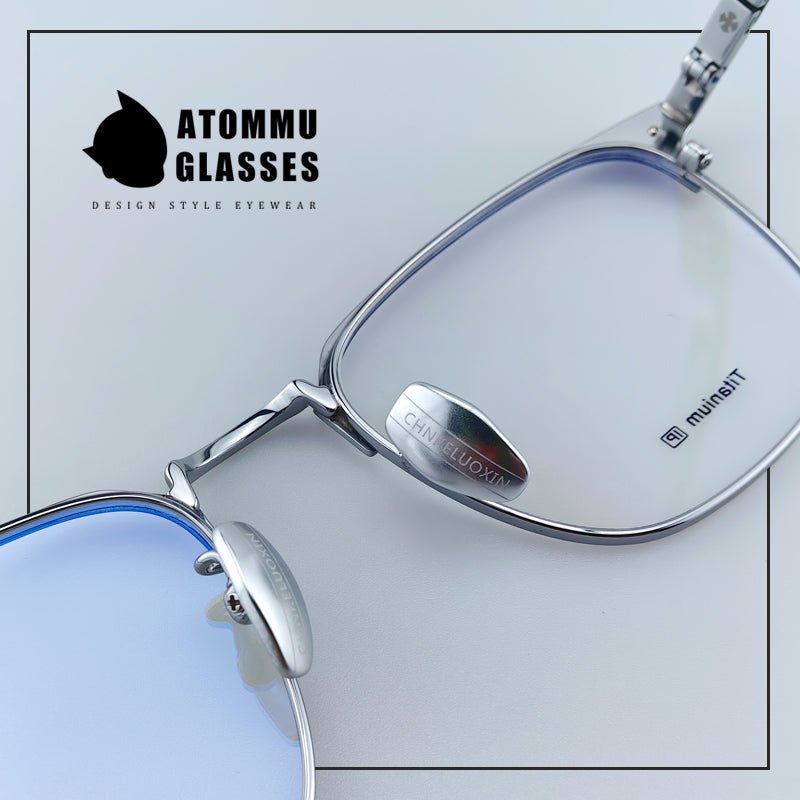 Premium Browline Titanium Eyeglasses: Browline Design with Accordion - style Temple Arms - EO - 622 - HP eyeglasses