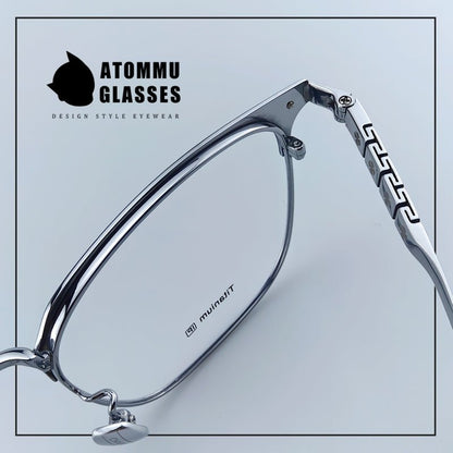 Premium Browline Titanium Eyeglasses: Browline Design with Accordion - style Temple Arms - EO - 622 - HP eyeglasses