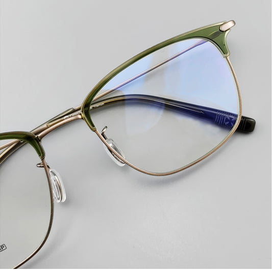 Pure Titanium Browline Eyeglass Acetate Browline transparent frame glasses - EO-804