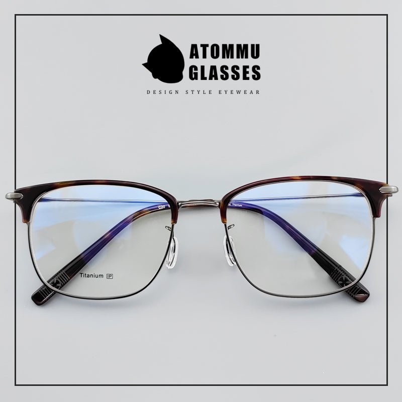 Pure Titanium Browline Eyeglass Acetate Browline transparent frame glasses - EO - 804 - HP eyeglasses