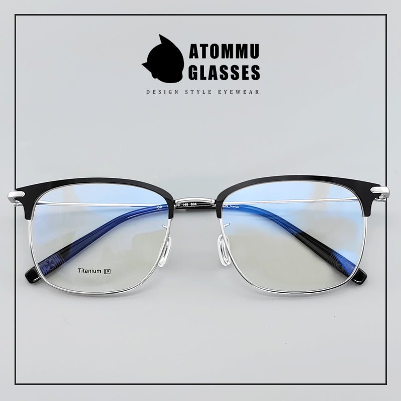 Pure Titanium Browline Eyeglass Acetate Browline transparent frame glasses - EO - 804 - HP eyeglasses