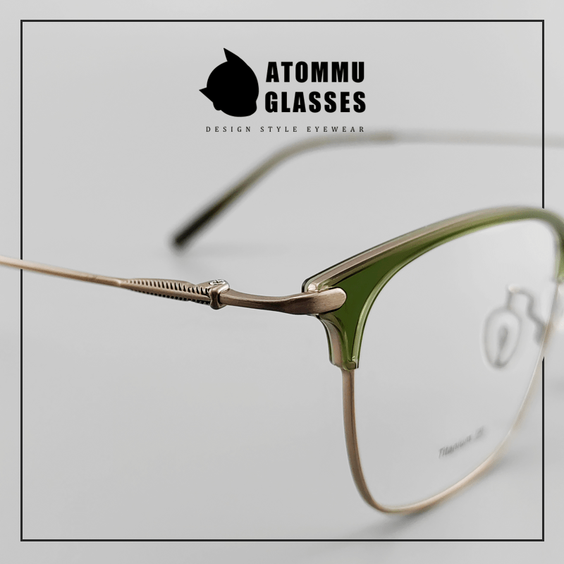 Pure Titanium Browline Eyeglass Acetate Browline transparent frame glasses - EO - 804 - HP eyeglasses