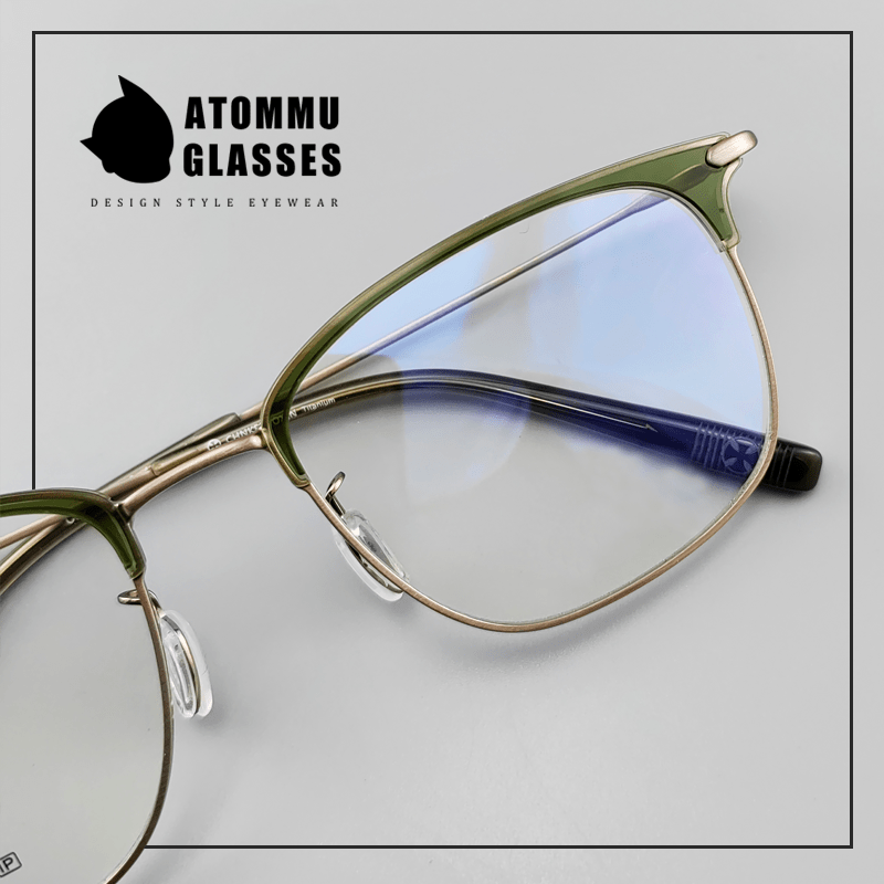 Pure Titanium Browline Eyeglass Acetate Browline transparent frame glasses - EO - 804 - HP eyeglasses