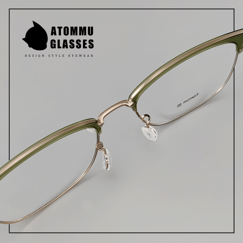 Pure Titanium Browline Eyeglass Acetate Browline transparent frame glasses - EO - 804 - HP eyeglasses