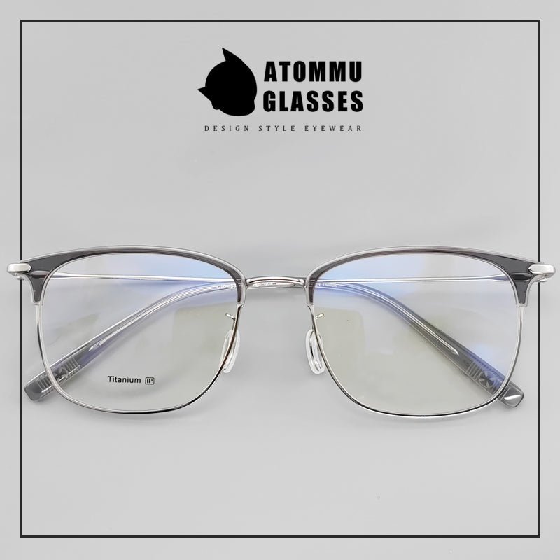 Pure Titanium Browline Eyeglass Acetate Browline transparent frame glasses - EO - 804 - HP eyeglasses