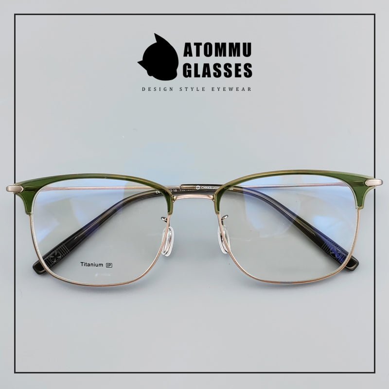 Pure Titanium Browline Eyeglass Acetate Browline transparent frame glasses - EO - 804 - HP eyeglasses