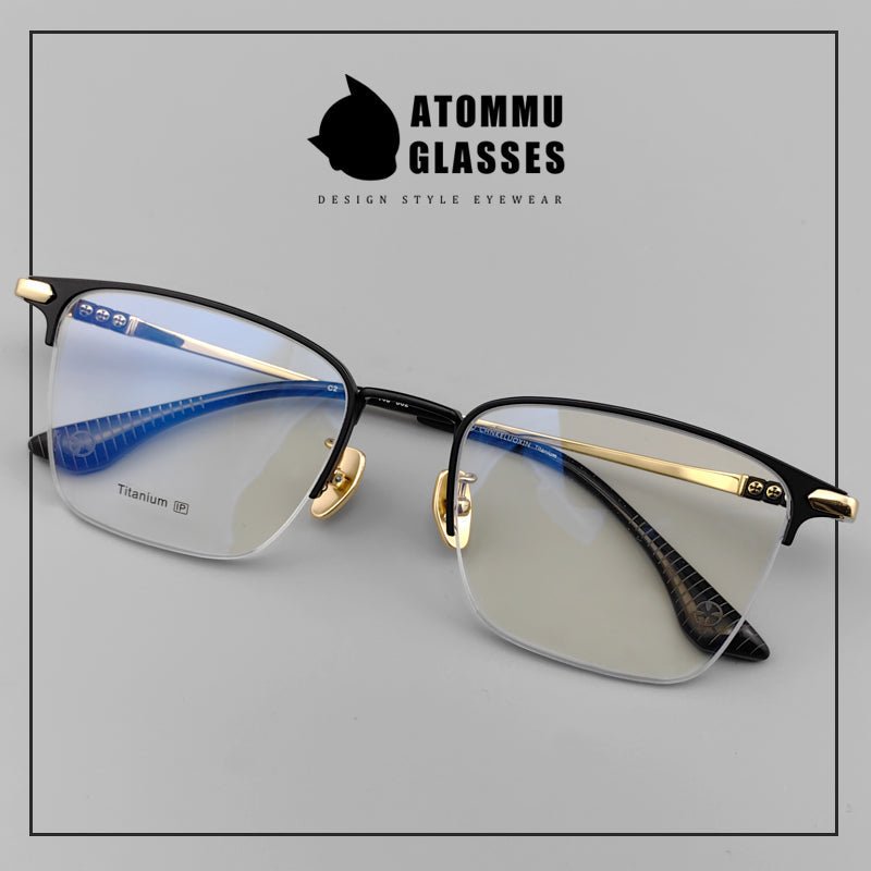 Same style as Chrome Hearts Half frame electroplated pure titanium Browline spectacle frame EO - 502 - HP eyeglasses