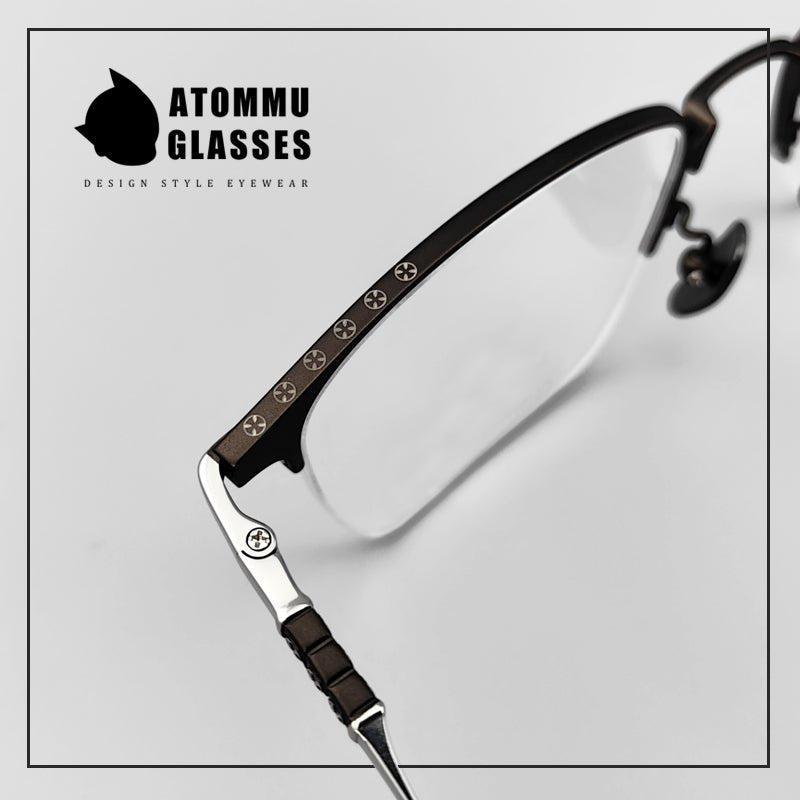 Same style as Chrome Hearts Half frame electroplated pure titanium Browline spectacle frame EO - 502 - HP eyeglasses