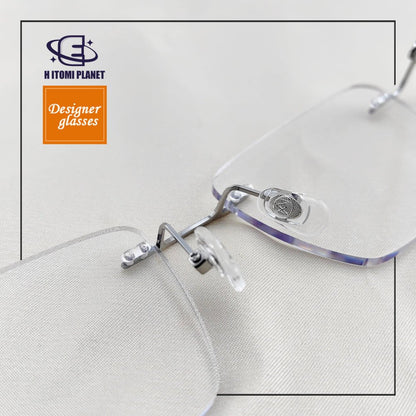 Unisex Business Rimless Glasses - Pure Japanese Titanium Frame - EO - 7661 - HP eyeglasses