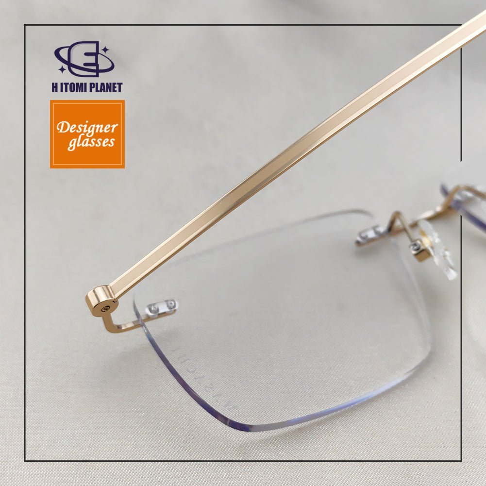 Unisex Business Rimless Glasses - Pure Japanese Titanium Frame - EO - 7661 - HP eyeglasses