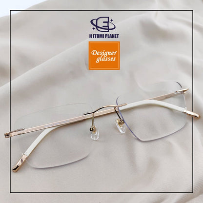 Unisex Business Rimless Glasses - Pure Japanese Titanium Frame - EO - 7661 - HP eyeglasses