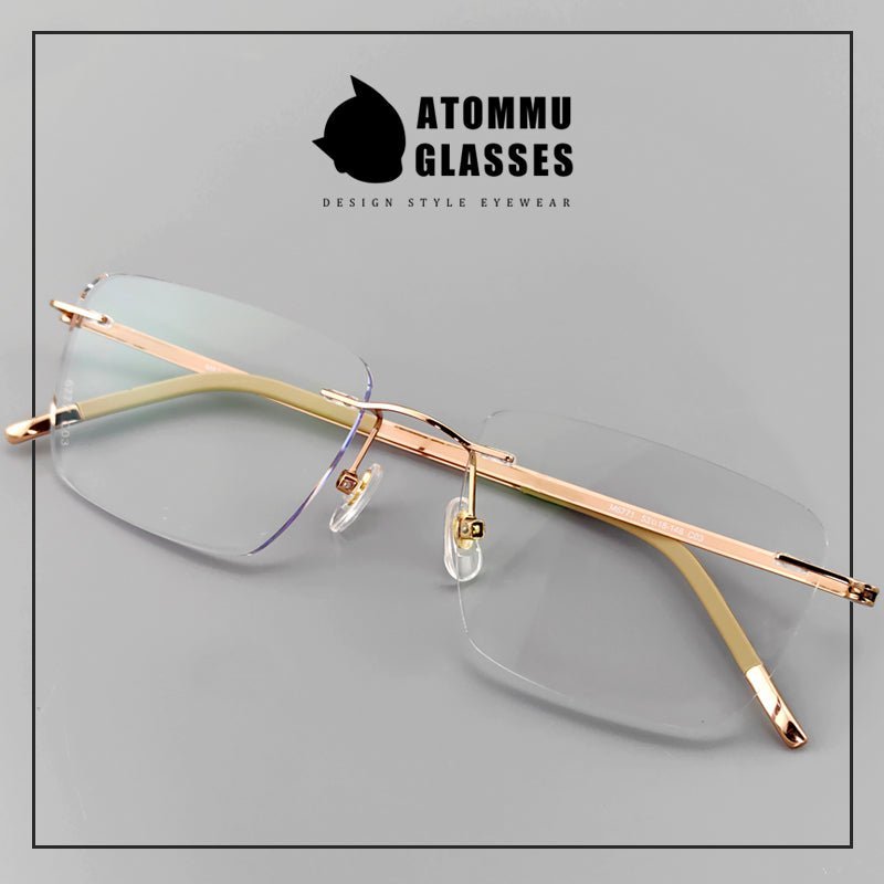 Unisex Business Rimless Glasses - Pure Japanese Titanium Frame - EO - 7661 - HP eyeglasses