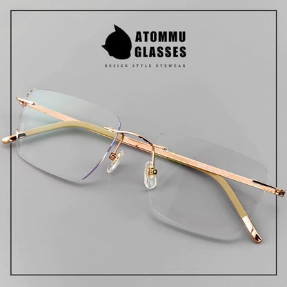 Unisex Business Rimless Glasses - Pure Japanese Titanium Frame - EO - 7661 - HP eyeglasses