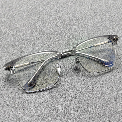 Classic Browline Titanium Eyeglasses - Customizable Lenses for Personalized Vision - EO-511